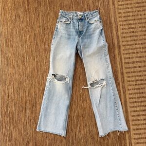 Zara Light Blue Distressed Women Jeans